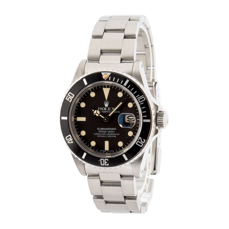 Vintage Rolex Submariner Ref 16800 Matte Black Dial