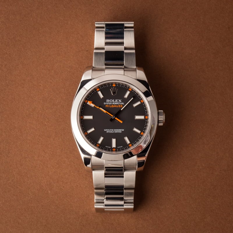 Rolex Milgauss 116400 Black and Orange