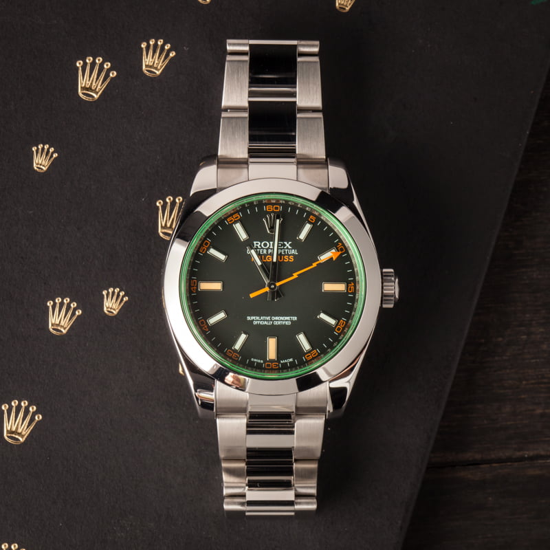 Rolex Milgauss 116400 Black Dial with Orange Accents