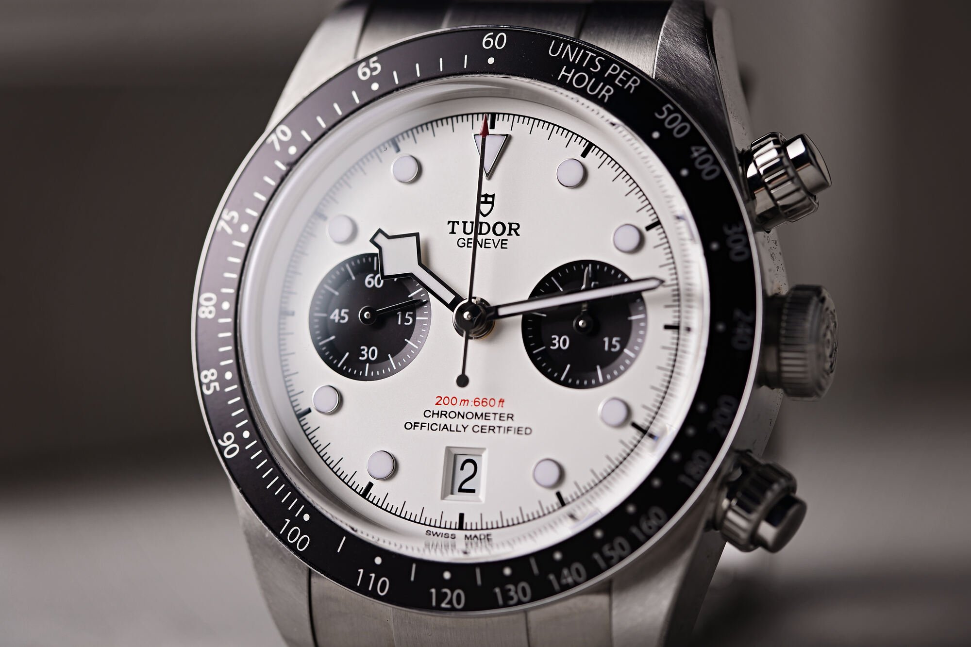 tudor black bay chrono panda stainless steel