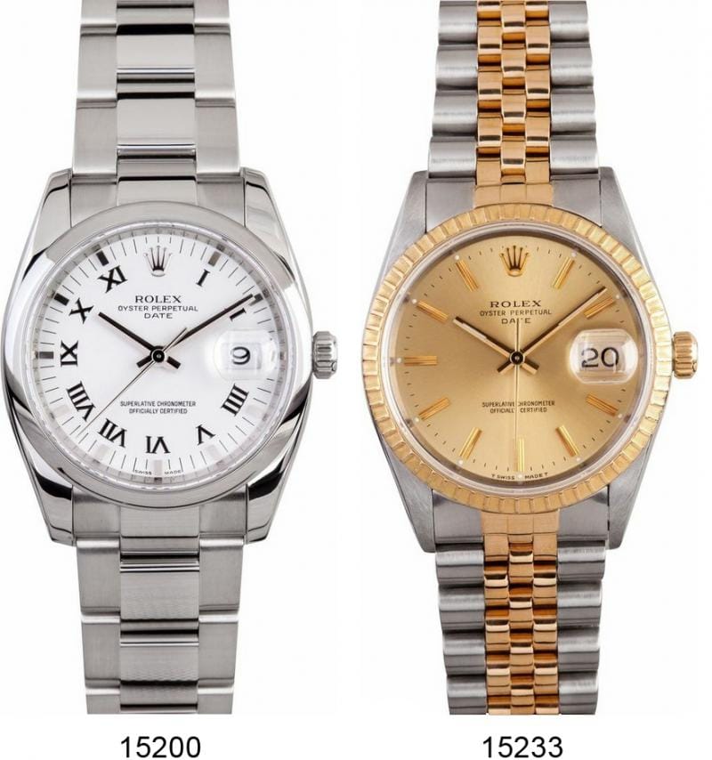 stainless steel watch and two-tone rolex