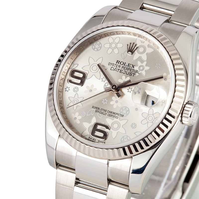 Rolex Datejust 116234 Silver Floral Motif Dial