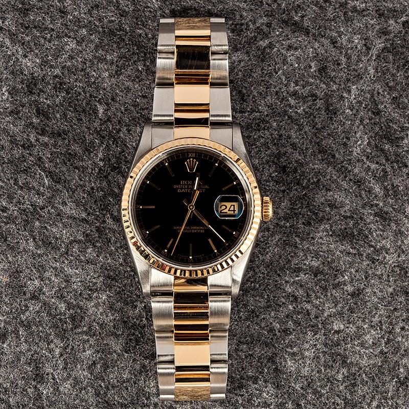 Used Rolex Two Tone Datejust 16233 Black Index Dial