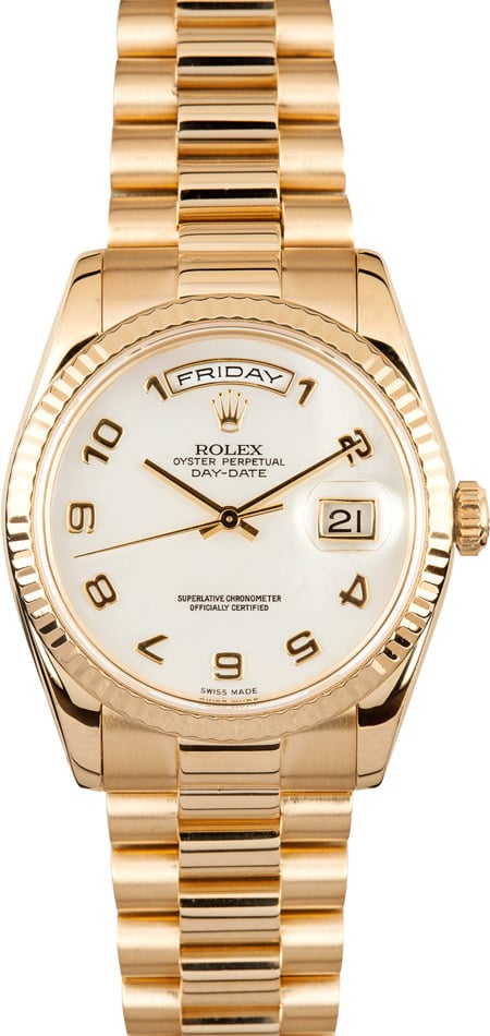 Rolex President Gold Day-Date Mother of Pearl Dial 118238 - Bob's