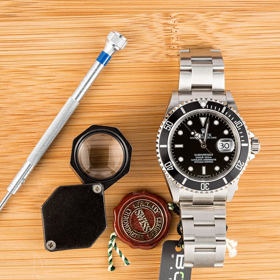 Rolex Black Submariner 16610 Factory Stickered