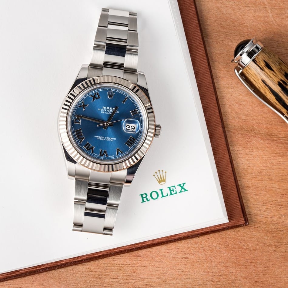 Rolex Datejust II 116334 Roman Blue Dial