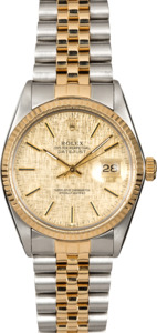 Authentic Rolex Datejust 16013 Champagne Linen Dial