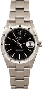 PreOwned Rolex Date 15210 Black Dial Steel Watch