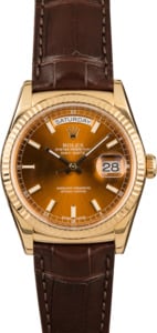 Pre Owned Rolex Day-Date 118138 Cognac Dial