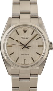 Rolex Precision 34MM Stainless Steel, Linen Dial Smooth Bezel, Oyster Band (1978)