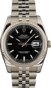 Pre-owned Rolex Datejust 116234 Black Index Dial