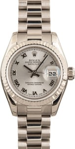 Ladies Rolex Datejust 179179 Silver Roman Dial