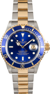 Blue Rolex Submariner Two-Tone 16613 No Holes