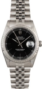 Rolex Datejust 16220 Black Dial Steel Jubilee