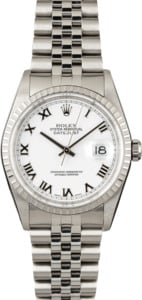 Used Rolex Datejust 16220 White Roman Dial