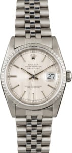 Used Rolex Datejust 16220 Silver Tapestry Dial