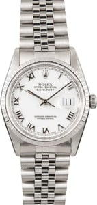 Pre Owned Rolex Datejust 16220 White Roman Dial