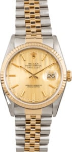 Pre Owned Rolex Datejust 16233 Champagne Tapestry Index Dial