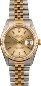 Pre-Owned Rolex Champagne Dial Datejust 16233 Two Tone