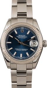Pre-Owned Rolex 31MM Datejust 178274 Blue Dial