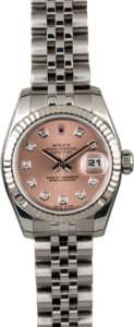 Rolex Ladies Datejust 179174 Salmon Diamond Dial