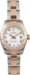 Rolex Ladies Everose Datejust 179171 White Roman