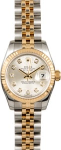 Diamond Rolex Lady Datejust 179173 Silver Dial