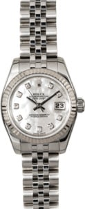 Certified Rolex Ladies Datejust 179174 MOP Diamond Dial