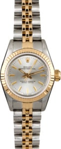 Two Tone Rolex Oyster Perpetual 67193 Silver Dial