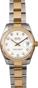 Mid-Size Rolex Datejust 178273 White Diamond Dial