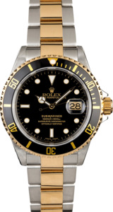 Certified Rolex Submariner 16613 Gold Thru Clasp