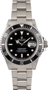 121663-1 PreOwned Steel Rolex Submariner 16800 Black Tritium Dial