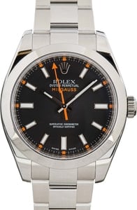 Pre-owned Rolex Milgauss Ref 116400 Black Dial