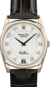 Rolex Cellini 33MM 18k White Gold, White Dial Rolex Strap & Tang Clasp (2001)