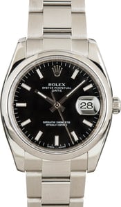 Pre-Owned Rolex Date 115200 Black Index Dial