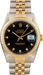 Certified Rolex Datejust 16233 Black Diamond Dial