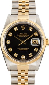 Certified Rolex Datejust 16233 Black Diamond Dial