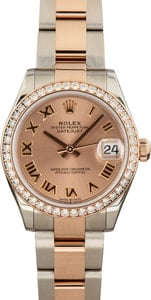 Rolex Datejust 31MM Steel & 18k Everose Gold Rose Roman Dial, B&P (2021)