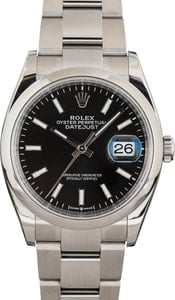 Pre-Owned Rolex Datejust 126200 Black Index Dial