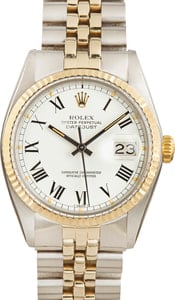 Pre-owned Rolex Datejust 16013 White Buckley Dial