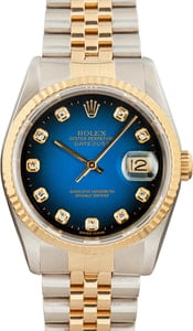 Rolex Datejust 16233 Blue Vignette Diamond Dial