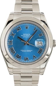 169285 Pre-owned Rolex Datejust II Ref 116300 Blue Dial