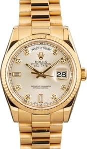 Rolex President 118238 Silver Diamond Dial