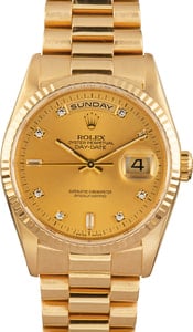 Rolex President Gold Day-Date 18238 Diamond Dial