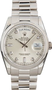 Rolex Day-Date 118206 Silver Diamond Dial