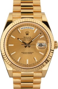 Pre-owned Rolex Day-Date 40 ref 228238 Champagne Dial