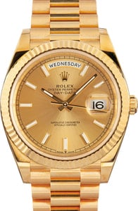 Pre-owned Rolex Day-Date 40 ref 228238 Champagne Dial