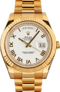 Rolex Day-Date II ref 218238 White Roman Dial