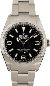 Pre-Owned Rolex Explorer 124270 Black Arabic Dial