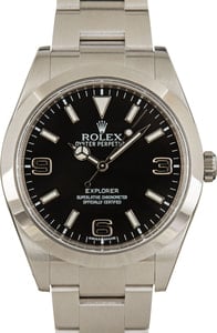 Rolex Explorer 39MM Stainless Steel, Oyster Band Black Chromalight Dial, B&P (2015)